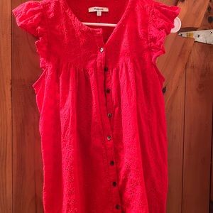 Madewell Eyelet Crewneck Flutter-Sleeve Top size M